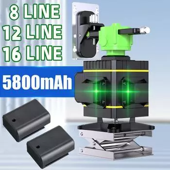 8/12/16 линий, зеленые лазерные уровни, 360 горизонтальных и вертикальных перекрестных линий с автоматическим самовыравниванием, мощный лазерный луч 8 Lines