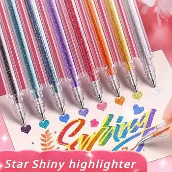 8/12 цветов Красивые блестящие цветные звездные маркеры для девочек, блокнот для скрапбукинга, маркер для рисования блестками, школьные принадлежности Kawaii