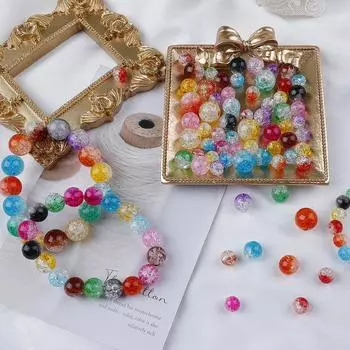 8-12 мм разноцветные акриловые свободные треснутые бусины для изготовления ювелирных изделий своими руками, аксессуары для браслетов 8mm 100pcs