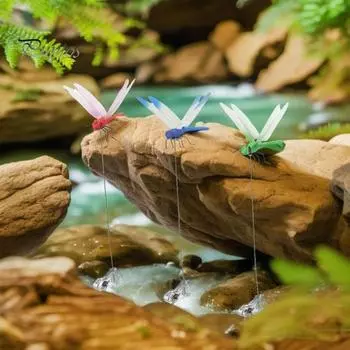 8/12 шт., поддельные зажимы для стрекоз, устойчивые к погодным условиям, прочные, противоскользящие, для сада, двора, газона, отпугиватели мух, 3D-зажимы для украшения шестов в виде стрекоз A