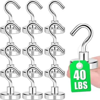 8/12 шт. сверхпрочных неодимовых магнитных крючков, мощный магнит на холодильник для подвешивания инструментов, ящика для инструментов, гриля, круиза Silver