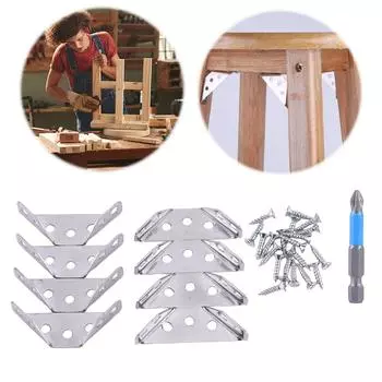 8/12 шт. угловой соединитель для полки из нержавеющей стали с винтами для деревянной мебели, ящика, шкафа, стола, стула 8PCS
