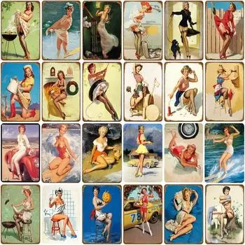 8 *12 Винтажные сексуальные девушки металлические знаки ретро гараж арт декор настенные таблички постеры бар клуб паб индивидуальный декор дома 20x30cm