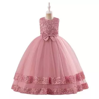 8-14 лет платье принцессы для девочек-цветочниц на свадьбу, летнее детское торжественное длинное платье с бантом для школьного вечера, вечеринки, детская новогодняя одежда 130cm синий