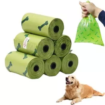 8/16/24 рулона мешков для собачьих какашек герметичный мешок для какашек замена для бутылки с водой и поводка для собак аксессуар для прогулок с щенками на открытом воздухе 8pcs зелёный