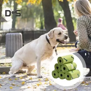 8/16/24 рулона мешков для собачьих какашек герметичный мешок для какашек замена для бутылки с водой и поводка для собак аксессуар для прогулок с щенками на открытом воздухе 8pcs зелёный