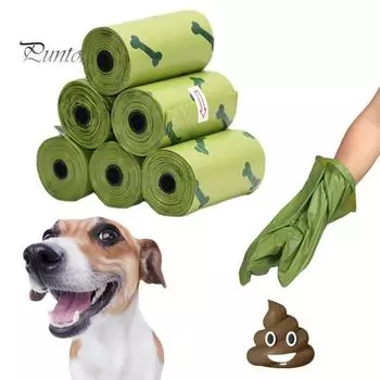 8/16/24 рулона мешков для собачьих какашек герметичный мешок для какашек замена для бутылки с водой и поводка для собак аксессуар для прогулок с щенками на открытом воздухе 8pcs зелёный