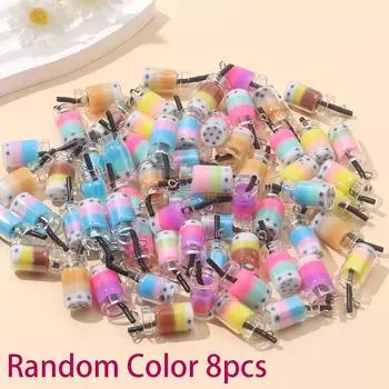 8/16/24 шт. подвеска из смолы с молочным чаем, декоративная подвеска в виде бутылки, подвеска для ювелирного изделия, браслет на лодыжку для летнего пляжа своими руками, брелок в виде серьги 8pcs