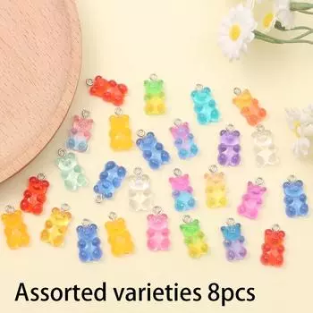 8/16/32 шт. градиентный кулон в виде медведя из смолы, кулон в форме медведя из смолы, кулон в виде животного, летний пляжный браслет на лодыжку, серьги 8pcs