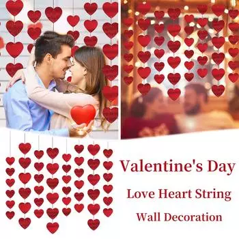 8/16 шт. Красная гирлянда из фетра в форме сердца на День святого Валентина, красные сердечки для влюбленных, подвесная гирлянда для свадьбы, дня рождения, вечеринки, декора