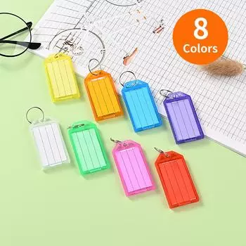 8/16 шт. прочных пластиковых брелоков с разрезным кольцом, окошком для этикетки, разные цвета, брелок, идентификаторы предметов, идентификационная бирка для ключей