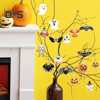 8/16 шт. украшения для Хэллоуина, милый призрак, тыква, летучая мышь, скелет, подвесные украшения, макет сцены, реквизит, товары для Хэллоуина A