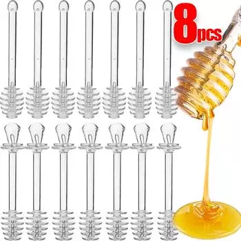 8-1 шт палочки для размешивания меда прозрачные стеклянные ложки для соуса джема кофе молоко инструменты для размешивания с длинной ручкой многоразовые кухонные барные гаджеты