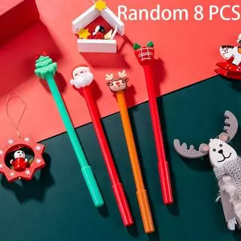 8/20 шт. Счастливого Рождества Ручка на водной основе Дизайн Санта-Клауса Олень Елка 0,5 мм Черный Плавное письмо для Детей Студентов Офисные принадлежности Снова в школу 8 PCS