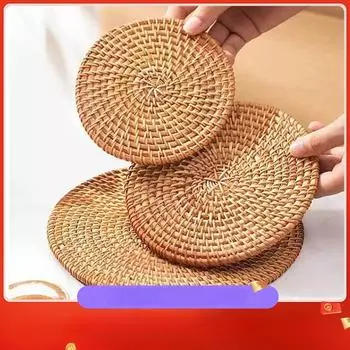 8-20 см Круглые подставки под чашки из натурального ротанга, плетеные вручную термоизоляционные салфетки, набивка стола, аксессуары для украшения кухни 8cm&Round