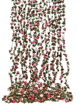 8,2 фута искусственные цветочные растения 45 голов искусственные розы виноградные лозы цветы для дома отеля офиса свадьбы вечеринки сада ремесла искусства украшения 1pc