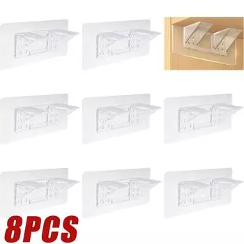 8/2 шт. многофункциональные двухцелевые держатели полок клейкие колышки пластиковые кронштейны для полок шкафа настенная вешалка 2PCS