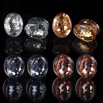 8-30 мм овальные ушные манометры, туннели, беруши с блестками, носилки, украшения для пирсинга 8mm коричневый