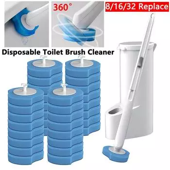 8-32 шт одноразовая щетка для унитаза с длинной ручкой и сменными чистящими головками щетка для унитаза WC туалетные принадлежности