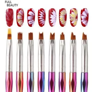 8/3 шт. красочная радужная ручка для дизайна ногтей, набор кистей, акриловая ручка для градиентной живописи, маникюрный инструмент 8Pcs