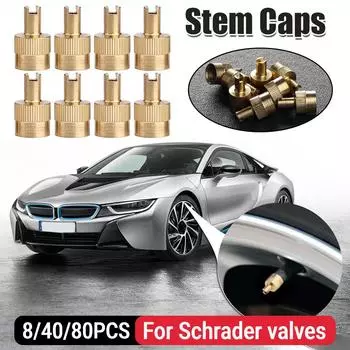 8/40/80 шт. Практичные медные профессиональные колпачки для штока клапана с прорезями, защитная крышка для клапана Schrader для автомобиля, мотоцикла