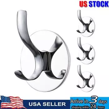 8/4 шт. Крючки на клейкой основе для настенного крепления, водонепроницаемые крючки из нержавеющей стали для подвешивания пальто, шляпы, полотенца, вешалка для халата для спальни, кухни