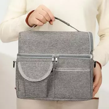 8.4L Изолированная сумка для обеда Термосумка с двухслойной алюминиевой пленкой Герметичный охладитель Регулируемый плечевой ремень Легкая коробка для еды серый