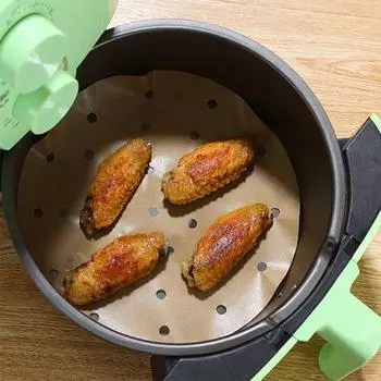 8,5-дюймовая 100-шт. перфорированная бумага для фритюрницы, впитывающая масло, для домашнего хозяйства, устойчивая к высоким температурам силиконовая жестяная бумага