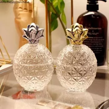 8,5 см * 14 см хрустальная рельефная стеклянная бутылка, бутылка желаний, пустой образец, креативный золотой резервуар для хранения в форме ананаса