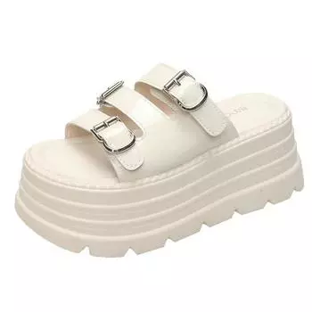 8,5 см микрофибра синтетическая кожа балетки летние уличные открытые носки модные женские сандалии тапочки туфли на высокой платформе танкетка 34