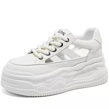 8,5 см натуральная кожа сандалии полые ботильоны женские летние мотоциклетные толстые кроссовки с круглым носком мокасины модная обувь 34 красный