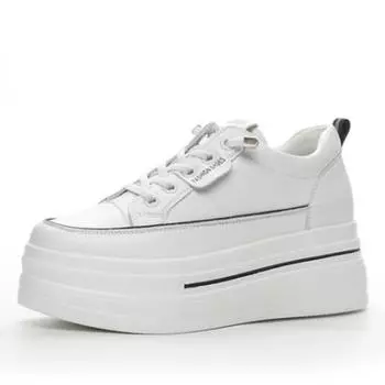 8,5 см натуральная кожа женские осенние скрытые каблуки женские толстые кроссовки на толстой подошве весенняя платформа танкетка летняя модная обувь 35