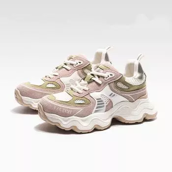 Подошва толщиной 8,5 см увеличивает рост, натуральная кожа, прогулочная платформа, спортивная обувь для спорта на открытом воздухе, спортивная обувь для бега, массивные кроссовки 34 кларет