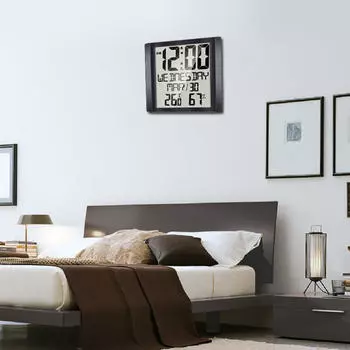 8,6-дюймовые настенные часы с цифровым будильником, квадратной настройкой, 12 часов, 24 часа, функция повтора сигнала для