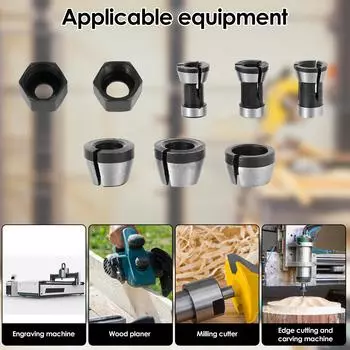 8/6 шт. цанговый адаптер для фрезерного станка 6/6,35/8 мм цанговый патрон для триммера аксессуары для фрезерных фрез инструмент для гравировального станка 6PCS Type2