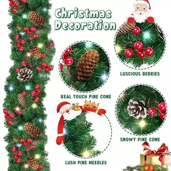 8.85 футов Рождественский венок, искусственные рождественские лозы, рождественские украшения для дома и улицы