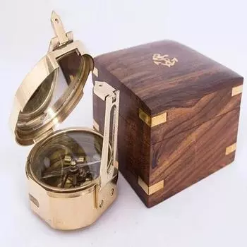 8,89 см Компас из латуни с зеркалом Компас Brunton Деревянная шкатулка