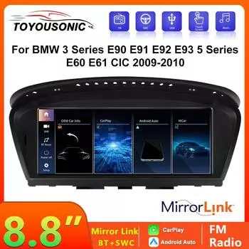 8,8-дюймовый экран беспроводной CarPlay Android автомобильный стерео для BMW 3 5 серии CIC E60/E61/E90/E91/E92/E93 2009-2010 автомобильный радиоприемник CCC