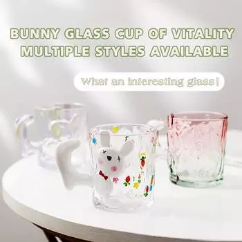 8,8 унций стеклянная чашка Bunny, симпатичная, из боросиликатного стекла, для офиса, гостиной, с гостями, чашка для сока, холодного напитка, креативный подарок 201-300ml
