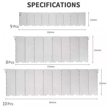 8/9/10 Plates Gas Stove Wind Shield Outdoor Camping Picnic Cooking Burner Windproof Screen Aluminum Alloy Wind Screen