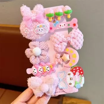 8/9 шт./набор плюшевых заколок для волос, милые красочные вязаные цветы, клетчатые фрукты, заколки для волос, заколки для аксессуаров для волос, наборы