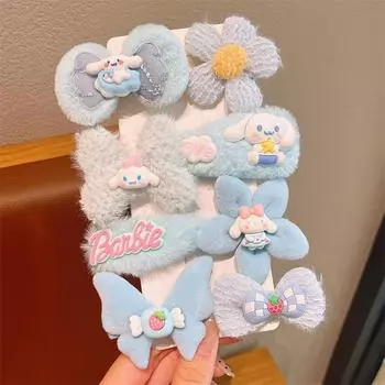 8/9 шт./набор плюшевых заколок для волос, милые красочные вязаные цветы, клетчатые фрукты, заколки для волос, заколки для аксессуаров для волос, наборы