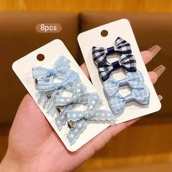 8 blue bow hair clips, sweet headband clips Size fits all