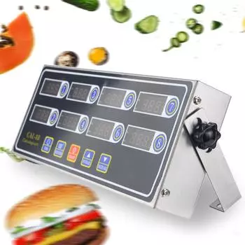 8 Channels Restaurant Timer Kitchen Loud Alarm Cooking Calculagraph Commercial Digital timer 110V CAL-8B чёрный