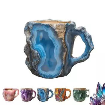 8-цветная кружка из натурального оникса, новинка, кофейные чашки и кружки из минерального хрусталя, многоцветная агатовая кружка для кофе из минерального хрусталя A