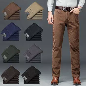 8-цветные весенне-осенние мужские эластичные повседневные трендовые универсальные повседневные брюки прямые вельветовые деловые брюки 30 чёрный