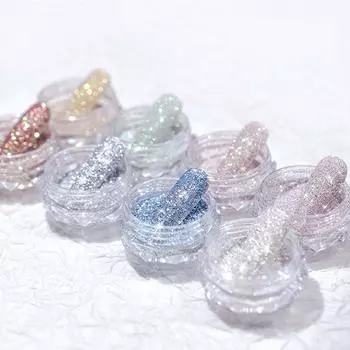 8 цветов блестящая алмазная пудра для ногтей Aurora Pearl Powder Nail Nail Glitter Powder Gel Nail Art of 8 (Установить цвета)