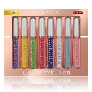 8 цветов блестящая серебряная жидкая подводка для глаз водостойкая мерцающая сверкающая синяя металлическая красочная подводка для глаз комплект