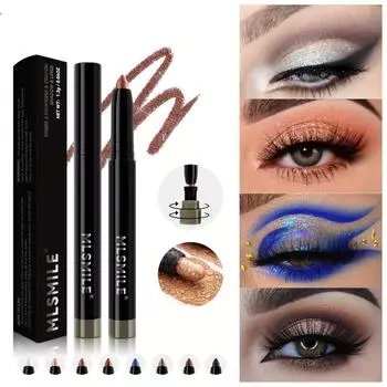 8 цветов, блестящие водостойкие и неразмазывающиеся тени для век с точилкой для карандашей и подводкой для глаз