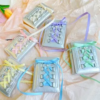 8 цветов Ленточный балетный кошелек кружевной короткий кошелек для монет корейский стиль ремешок дизайнерский PU повседневный стиль кошелек Y2k 1 шт бежевый